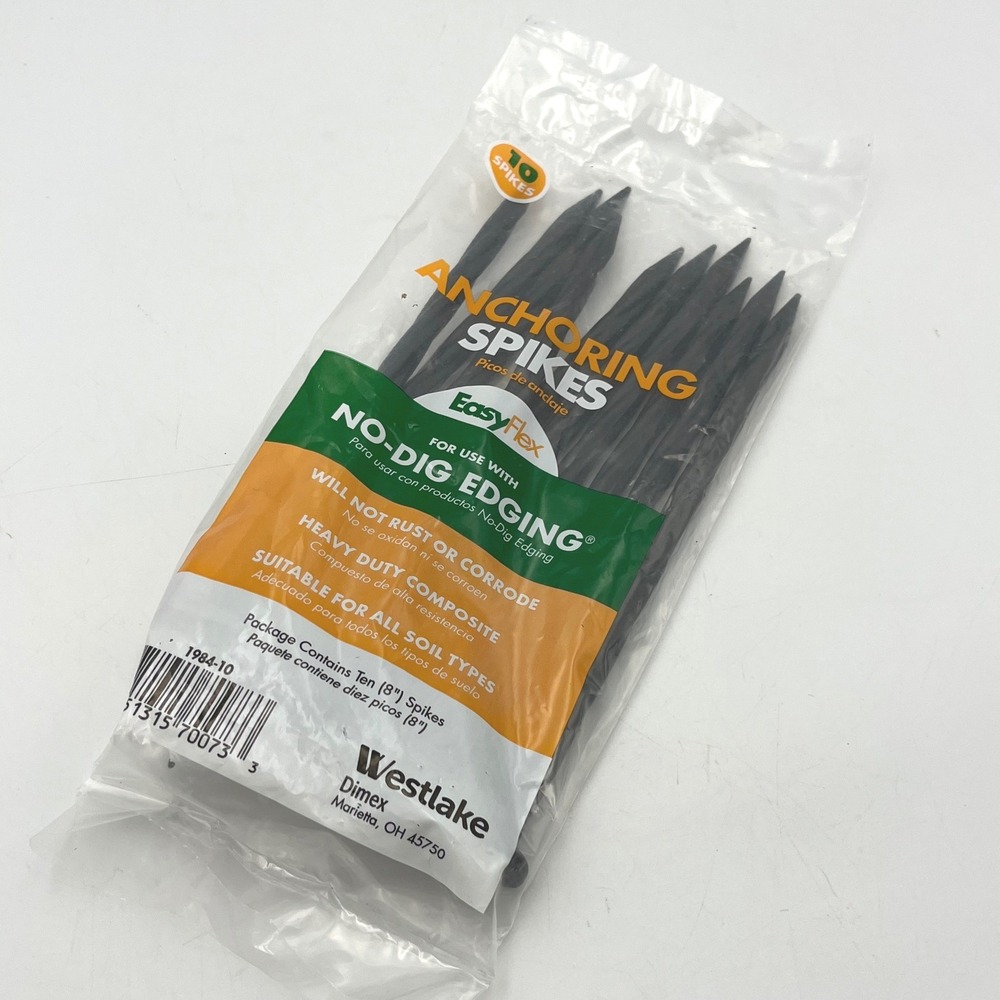 EasyFlex Anchoring Spikes Black 8in No-Dig Edging 10-Pack NEW Factory Sealed